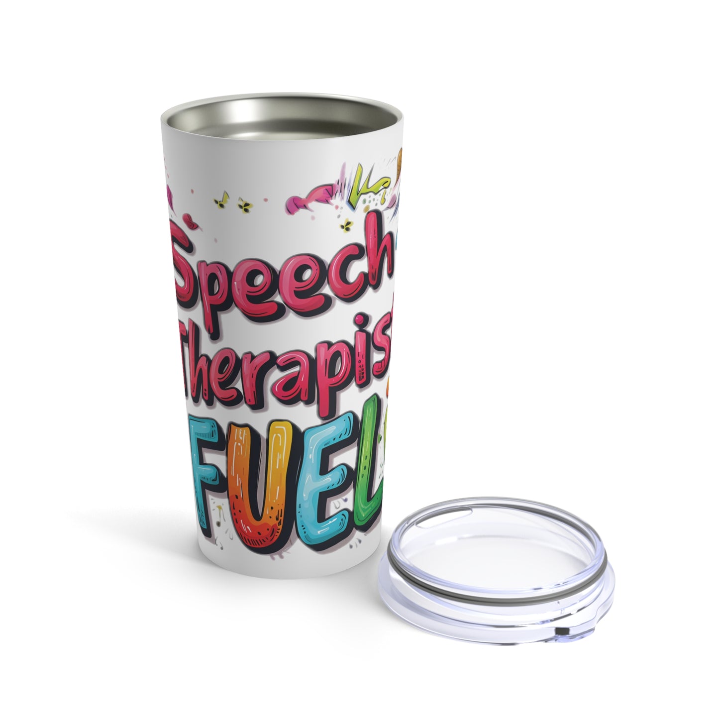 "Speech Therapist Fuel" 20oz Stainless Steel Tumbler - Colorful & Vacuum-Insulated with Clear Lid