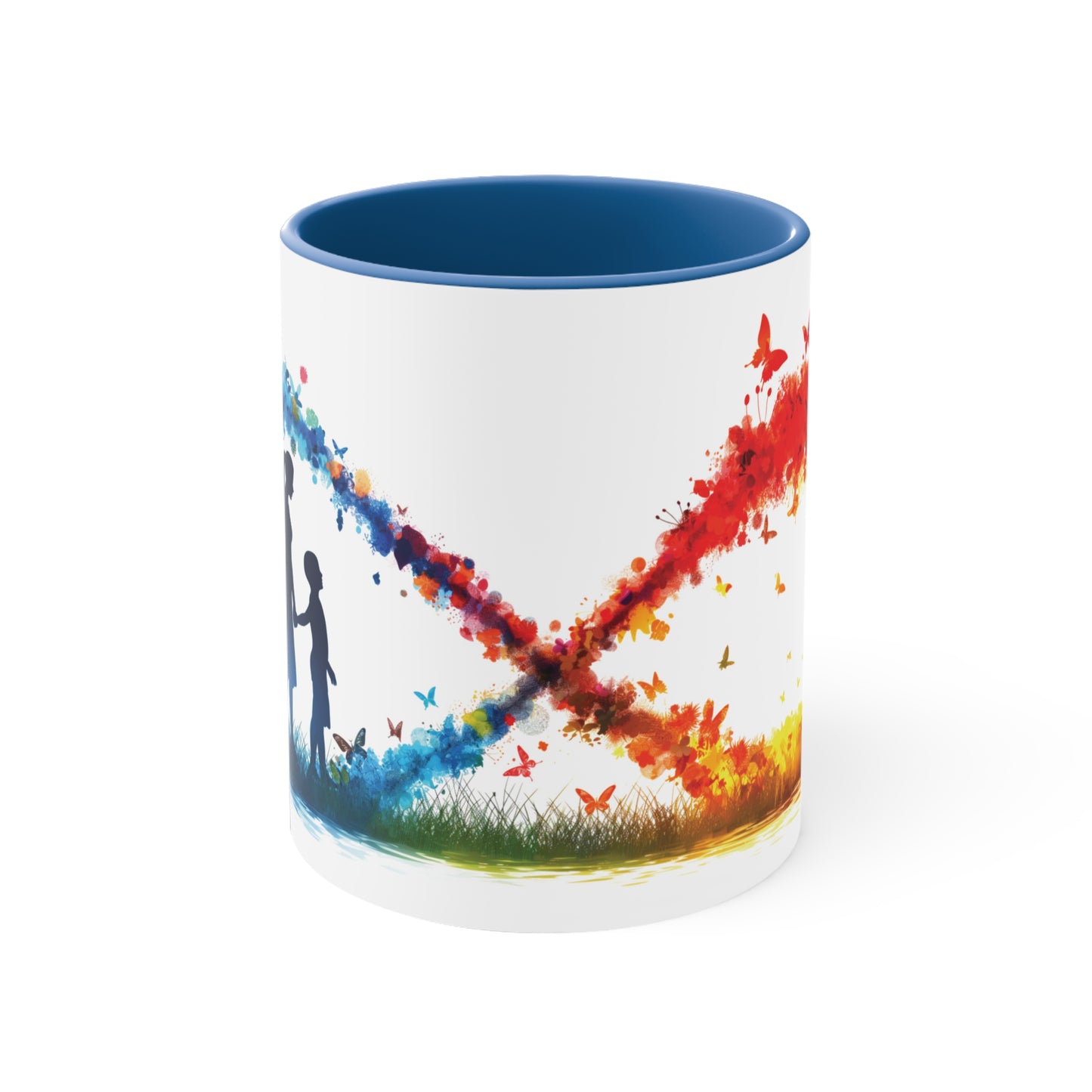 Infinite Love Ceramic Mug - 11oz "Autism Mom" Watercolor Cup with Color Accent Options