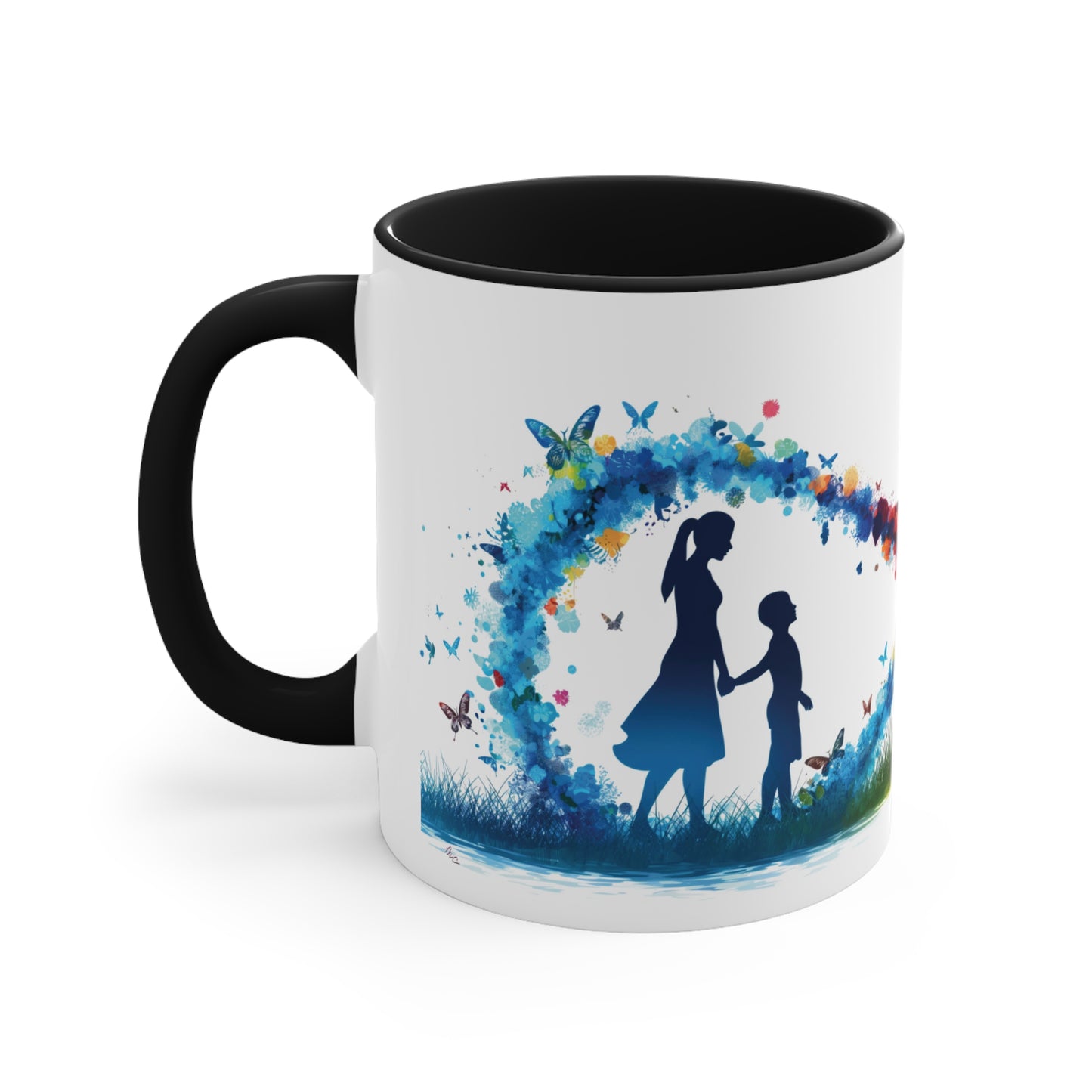 Infinite Love Ceramic Mug - 11oz "Autism Mom" Watercolor Cup with Color Accent Options