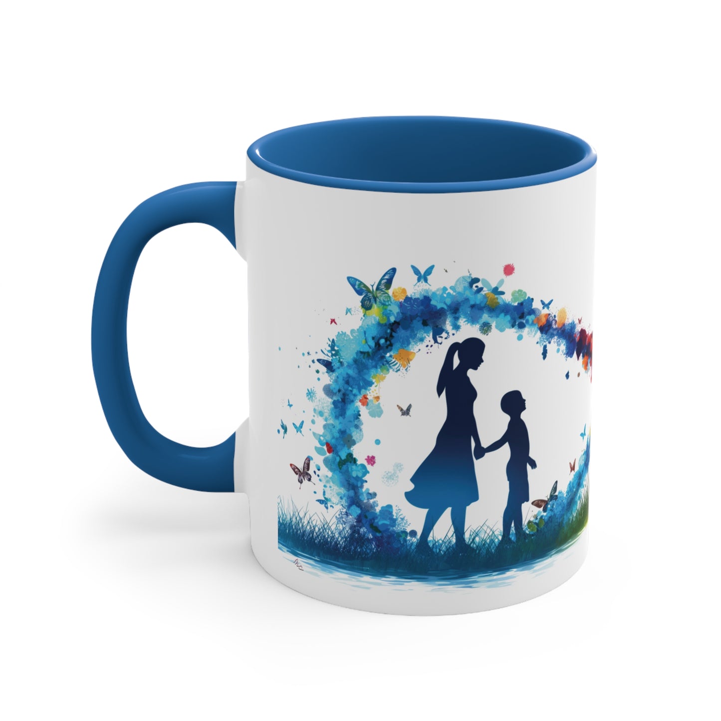 Infinite Love Ceramic Mug - 11oz "Autism Mom" Watercolor Cup with Color Accent Options