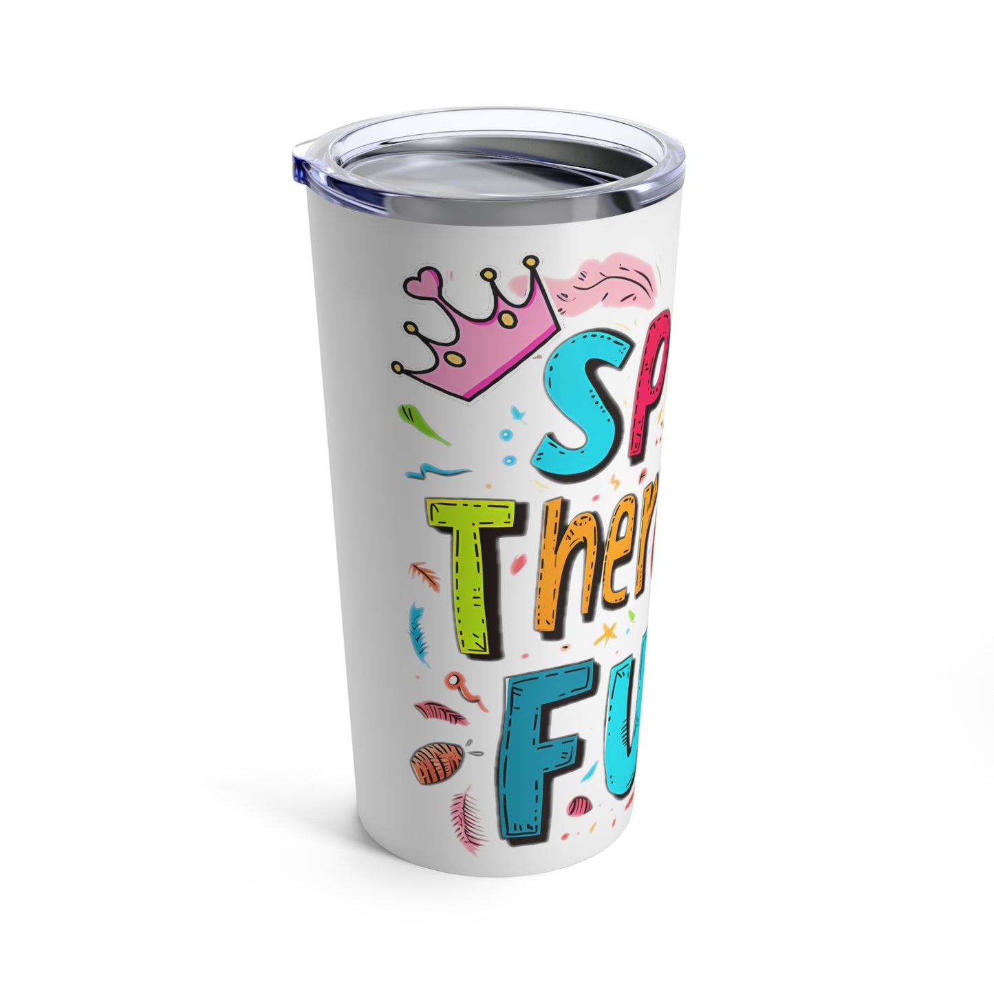 "Speech Therapist Fuel" 20oz Stainless Steel Tumbler - Bright & Playful Design with Clear Lid