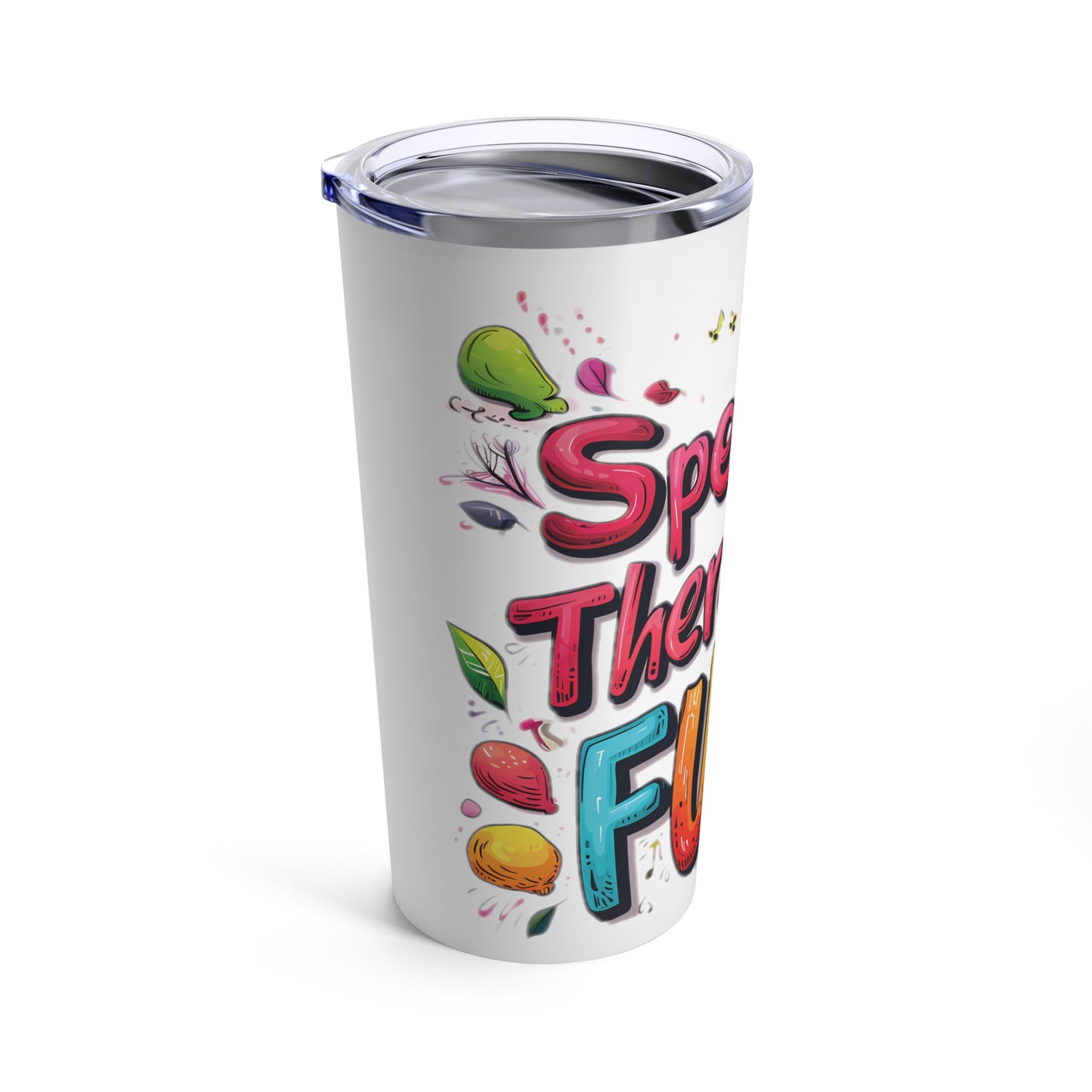"Speech Therapist Fuel" 20oz Stainless Steel Tumbler - Colorful & Vacuum-Insulated with Clear Lid