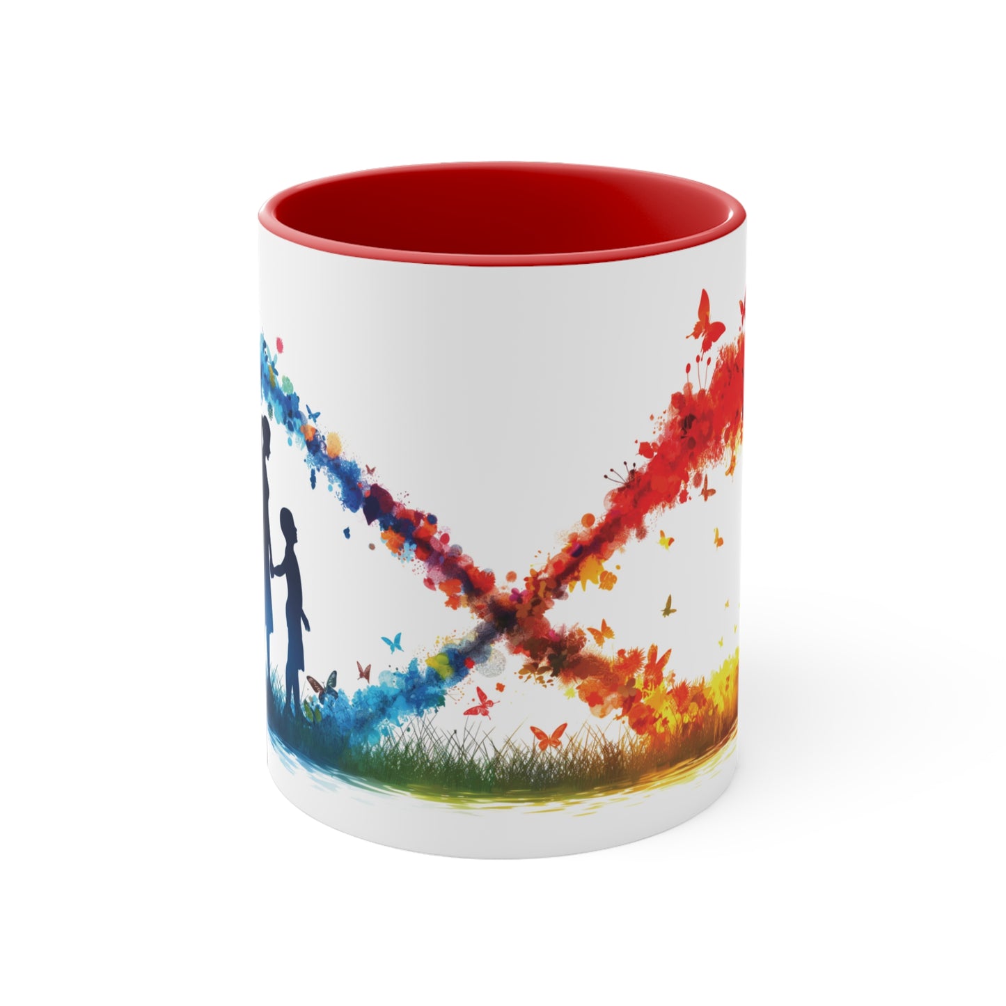 Infinite Love Ceramic Mug - 11oz "Autism Mom" Watercolor Cup with Color Accent Options