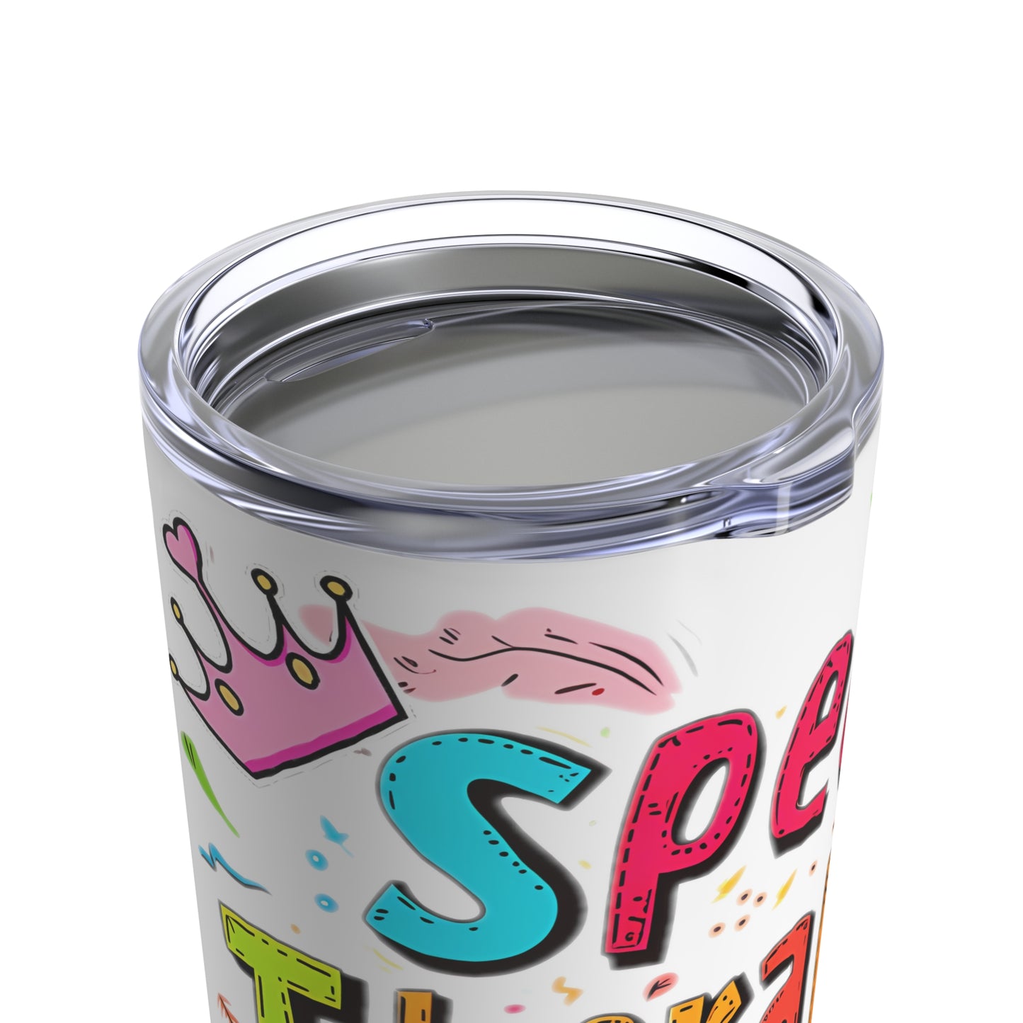 "Speech Therapist Fuel" 20oz Stainless Steel Tumbler - Bright & Playful Design with Clear Lid