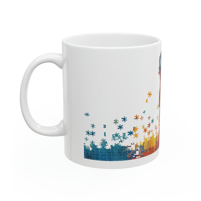 Autism Awareness Ceramic Mug - 11oz "Autism Mom" Coffee Cup