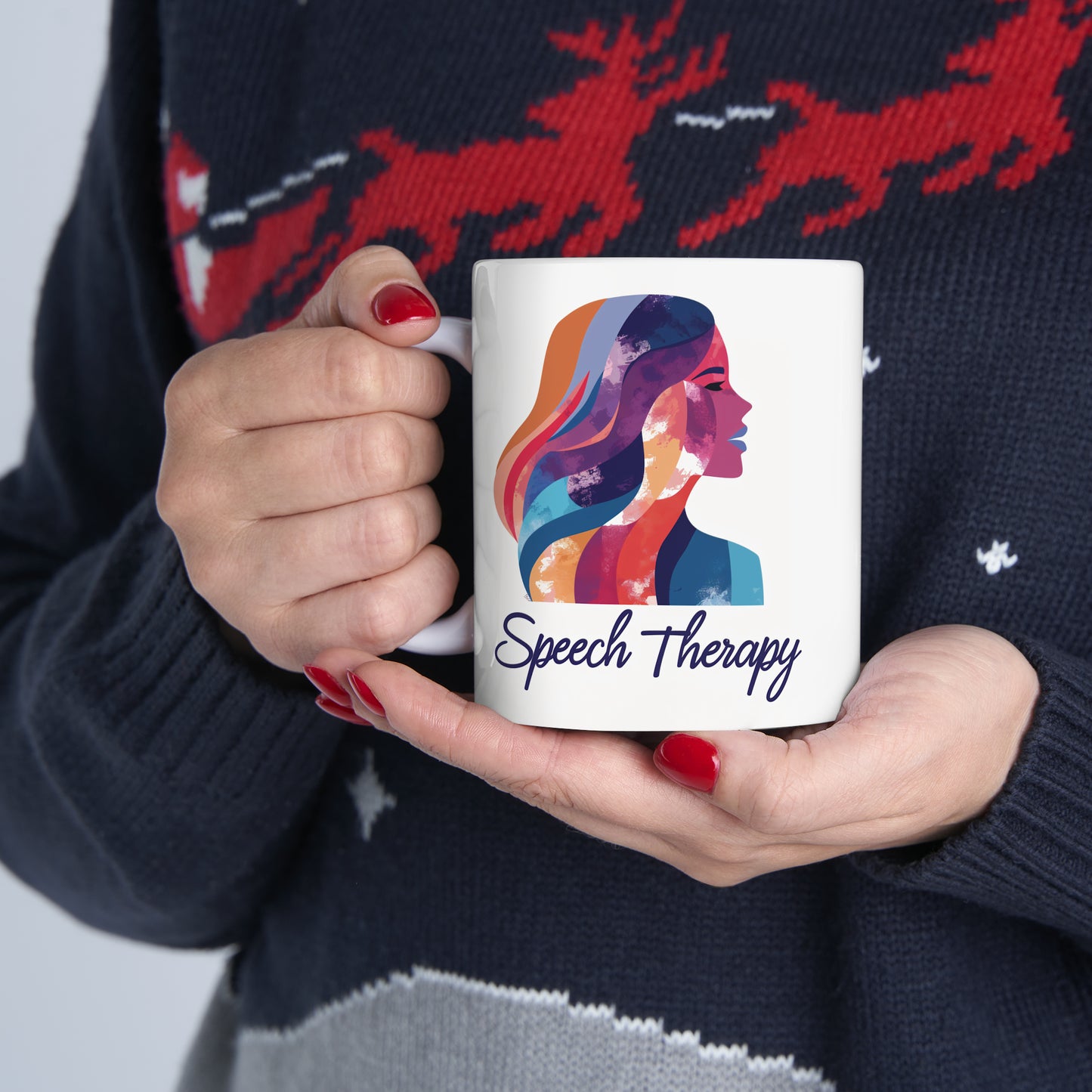 Elegant Speech Therapy Ceramic Mug - 11oz Artistic SLP Coffee Cup