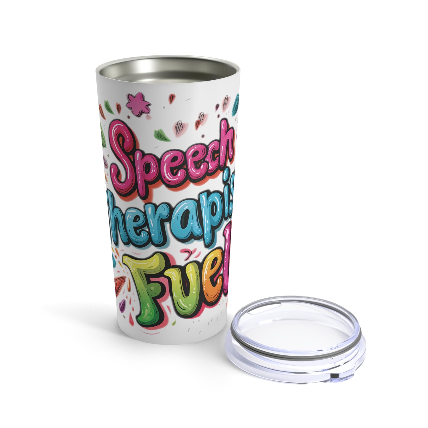 "Speech Therapist Fuel" 20oz Stainless Steel Tumbler - Vacuum-Insulated with Clear Lid