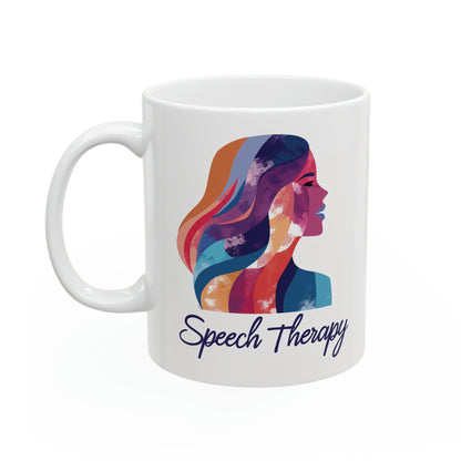 Elegant Speech Therapy Ceramic Mug - 11oz Artistic SLP Coffee Cup